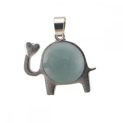 Gemstone Crystal Elephant Pendant Zinc Alloy Natural Stone Pendant Quartz Crystal Charm Pendants for DIY Jewelry Making