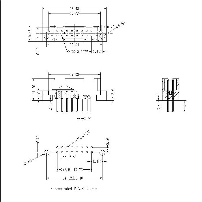 DMS-XX-XXX-219 DIN41612 Vertical Plug Type 0.33Q Connectors-Inversed 16 Positions