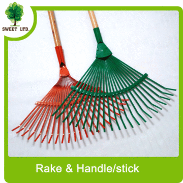 Garden tools Rake with wooden broom stick/ wood broom stick