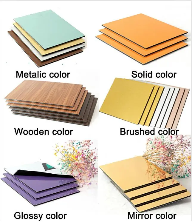3mm PE Glossy Shine Wood Stone Color ACP Aluminum Plastic Composite Panel Decoration Materials for Building Curtain Wall Cladding
