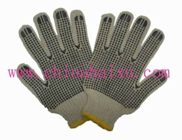 cotton yarn with PVC dotted safety hand gloves