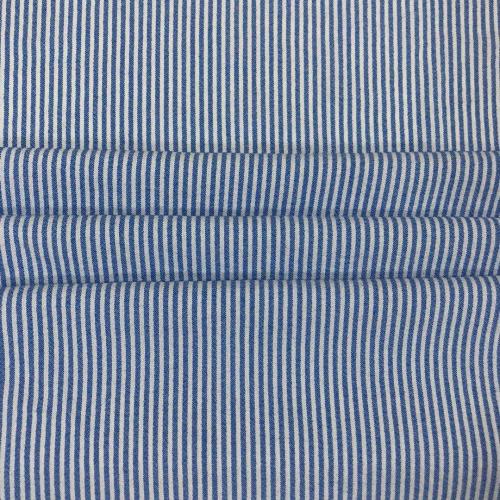 T/R/N Blue White Chambray Stripe Crepe Fabric