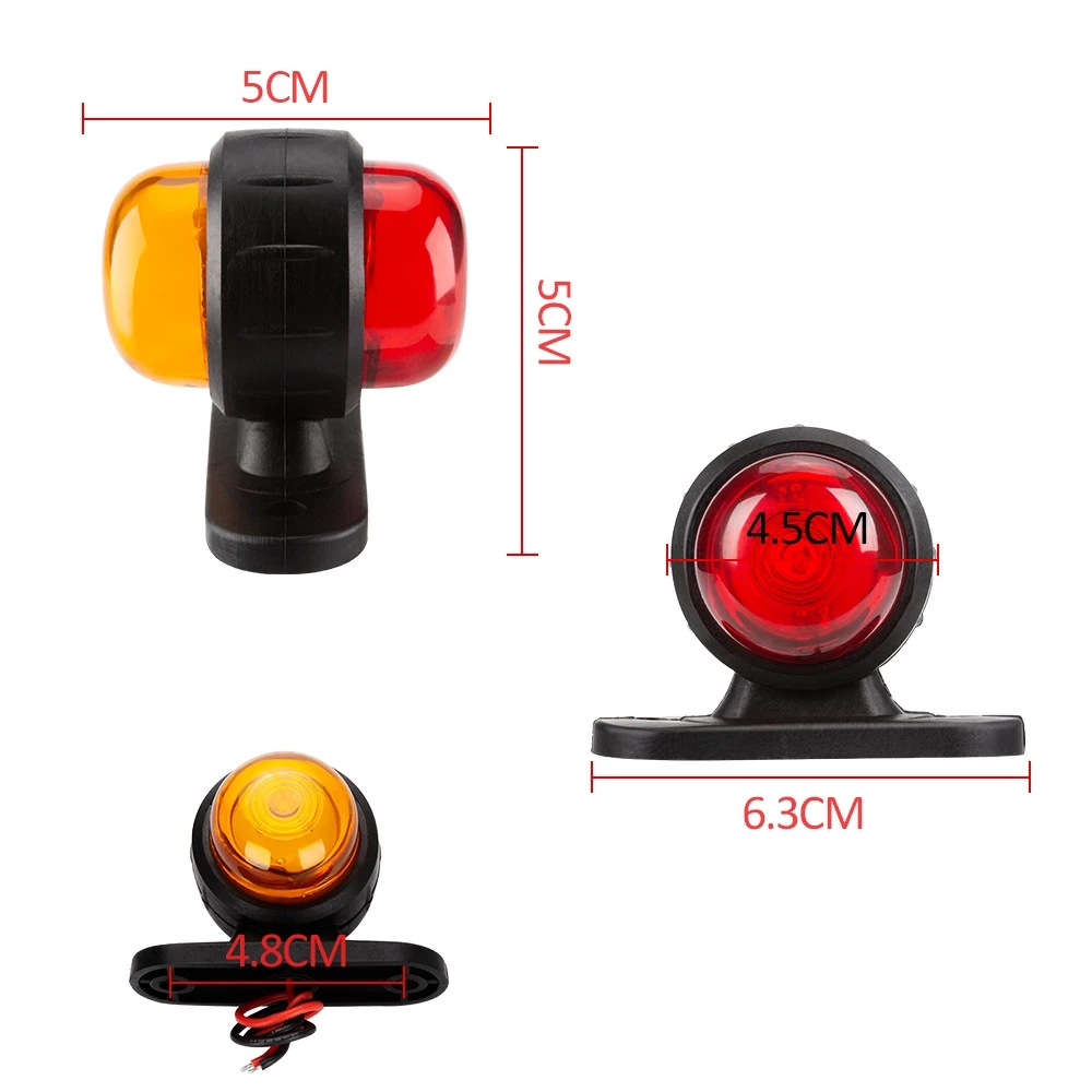 Side Marker Light External 12V 24V Replacement Parts Mini Durable Trailer Truck Universal Safety Turn Signal Warning Red