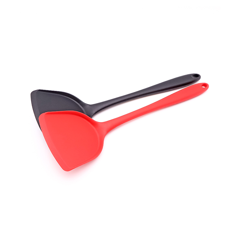 DEQI Eco-friendly Silicone Spatula Food Grade Wok Turner Kitchen Utensil Cookware Heat Resistant Fry Turner with Hanging Loop