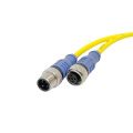 Câble de connecteur M12 jaune mâle à 4pins femelle