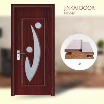 Latest design pvc wooden with glass interior door room door