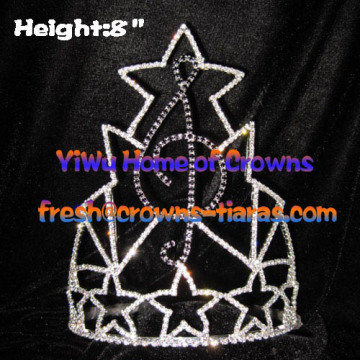 Music Note Crystal Rhinestone Pageant Crowns
