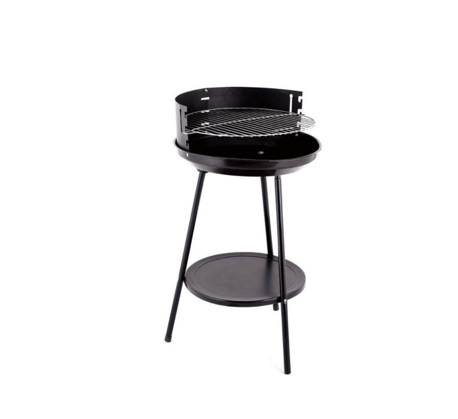 Black charcoal grill for outdoor use
