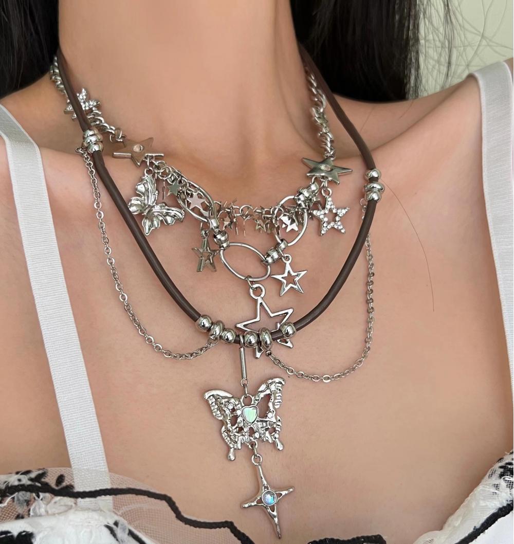 Chain Tassel Four Pointed Star Niche Clavicle Chain