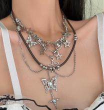 Chain tassel four pointed star niche clavicle chain