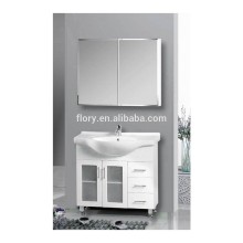 MDF white painted 90cm size classic design with mirror bathroom vanities