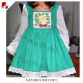 Green christmas fashion hand embroidery dresses