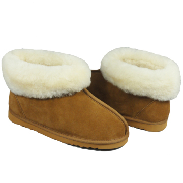 ladies cow suede indoor fuzzy leather slippers