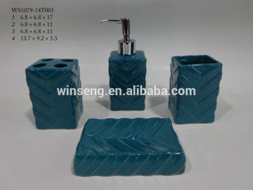 Ceramic Square dark blue embossed bathroom sets