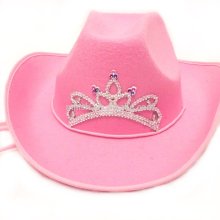 HEN-0059 ladies night hen party pink cowgirl hat with tiara