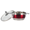 Red Casserole Cookware with Transparent Glass Lid