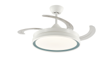 White Ceiling Fan with Blue Lampshande