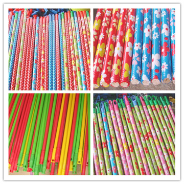 Painted Metal Broom Handle With Plastic Hook