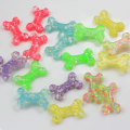 Wholesale Newest Design Blend Transparent 3D Bone Flat Back Colorful Colors Clear Resin Bead for Baby Kids Craft DIY