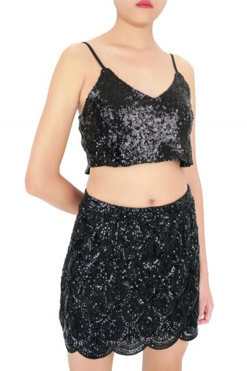 Sequin Mini Black Skirt