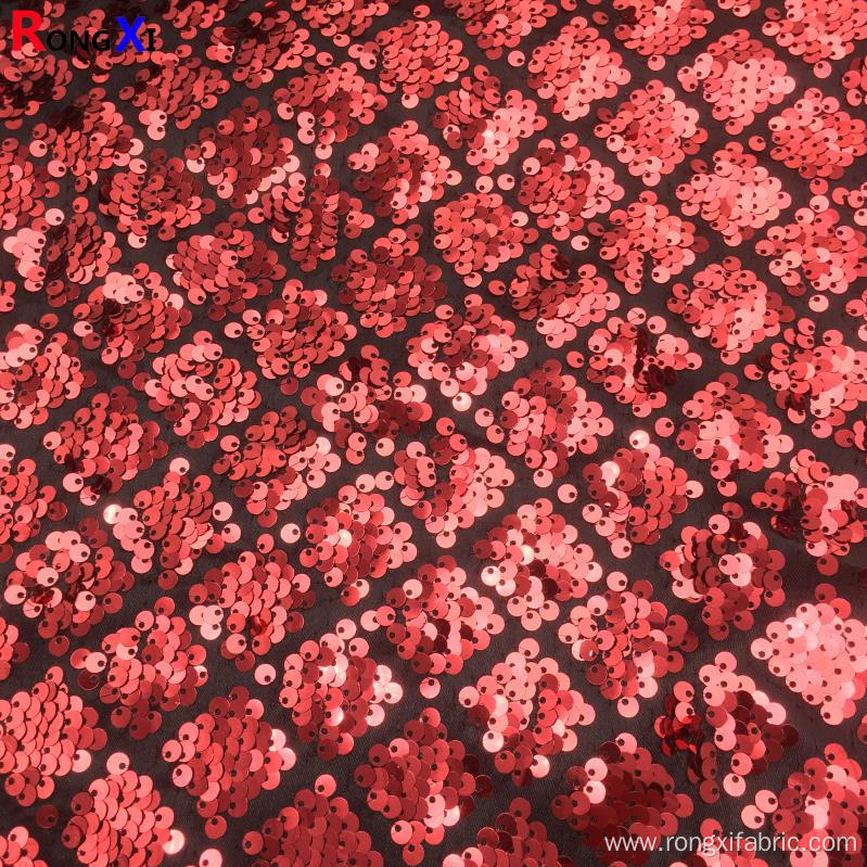 5mm Multifunctional Red Sequin Fabric Sublim Print