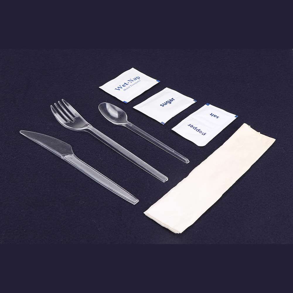 inflight cutlery kit with condiment & napkin