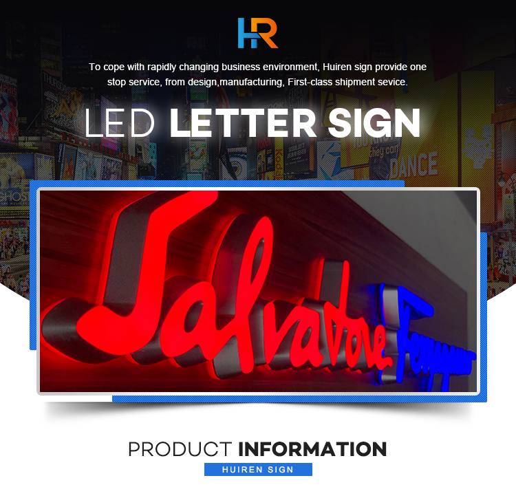 Small letters illuminated led backlit wall mounted acrylic channel letter advertising light sign