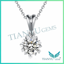 24K Gold Necklace White Round Billirant Cut Moissantie Diamond Pendants Charms