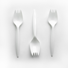 Disposable plastic medium weight white cutlery spork, P2105W