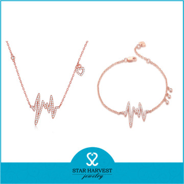 Fashion New Design Silver Necklace And Bracelet Jewelry Set Silver Jewerly Set