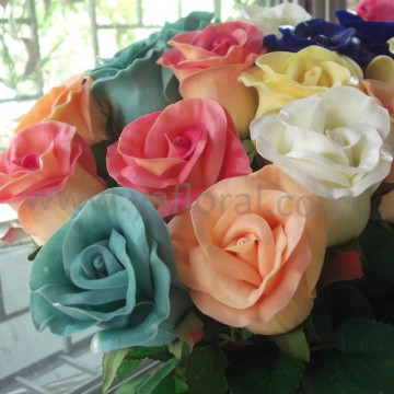 Superior Quality artificial flower rose wholesale PU royal blue real touch flower rose