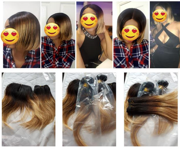 Brazilian Ombre Blonde Colored 3 Tones Peruvian Human Hair Weaves With Frontal, Brazilian Ombre Blonde Colored 3 Tones Hair