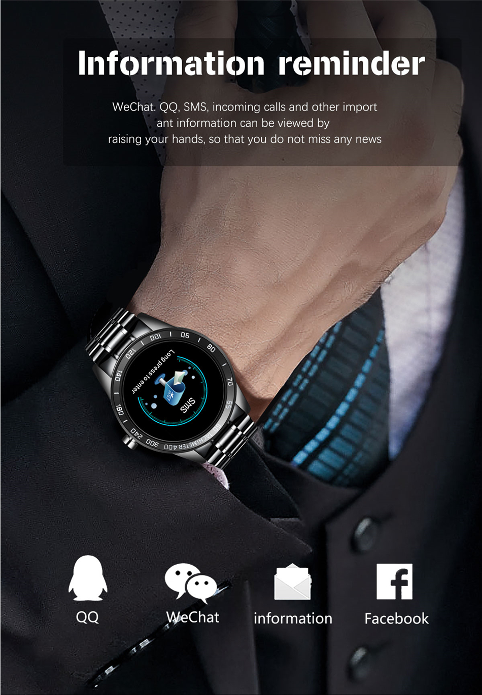 Lige BW0122 Luxury Heart Rate Smart Watches Reminder IP67 Waterproof New Smart Phone Watch