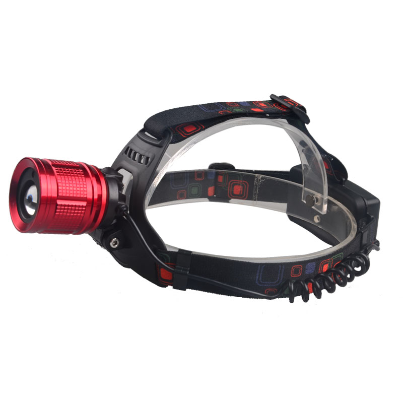 Laser Combination Headlight Rechargeable zoom Head torch Waterproof Headlamp With Red Laser Pointer