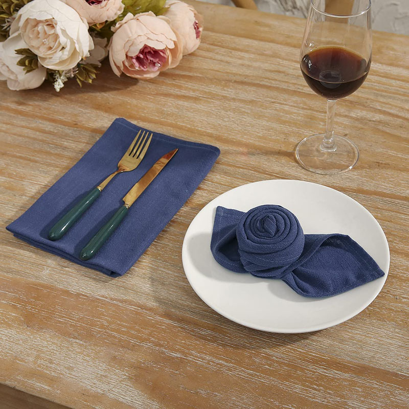 Soft Solid Color Linen Cotton Dinner Cloth Napkins Set of 12 (40 x 40 cm) Washable