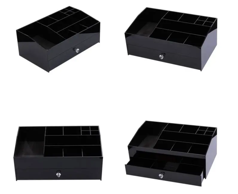 Makeup Storage Organizer with Drawer Black Acrylic Cosmetic Organizer