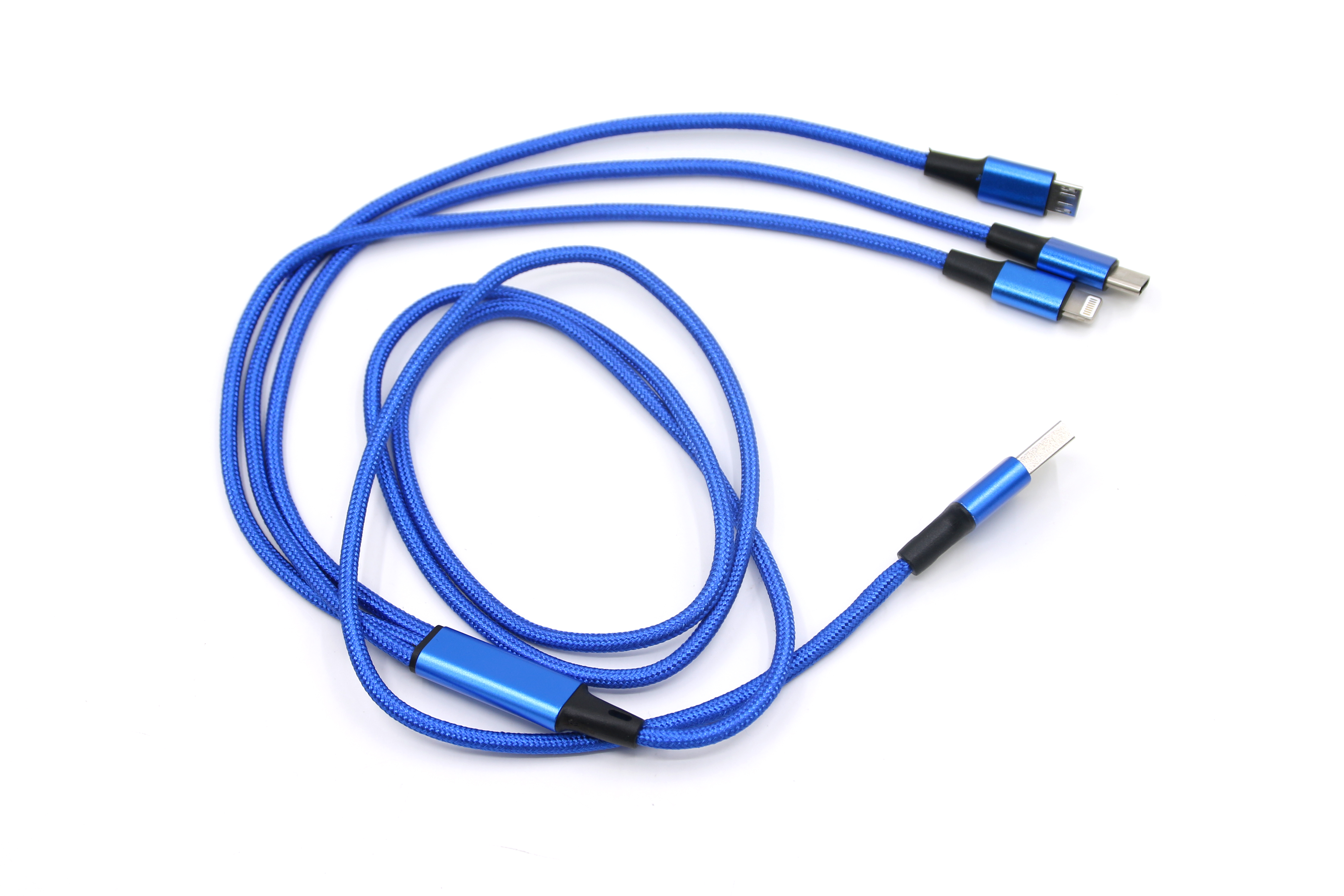 Yijiashishang Brand logo printing braided 3 in 1 USB Charging USB  C Cable with 3 in 1 design charger for iphone and micro usb