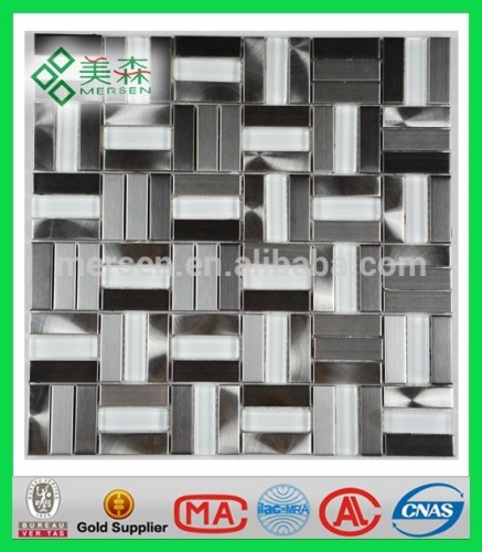 AS019 Cheapest glass mix stainless steel mosaic tile