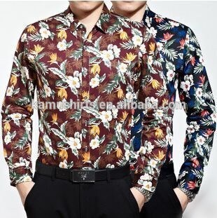 Man Printing Shirts Mens Flower Pattern Shirts Casual Shirts