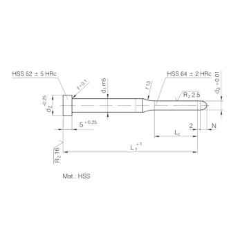 Pilots stans med cylindrisk hoved Parabolisk spids ISO8020