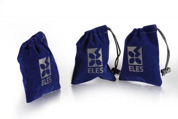 Customized Navy velvet jewelry gift bag with logo