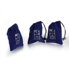 Customized Navy velvet jewelry gift bag with logo