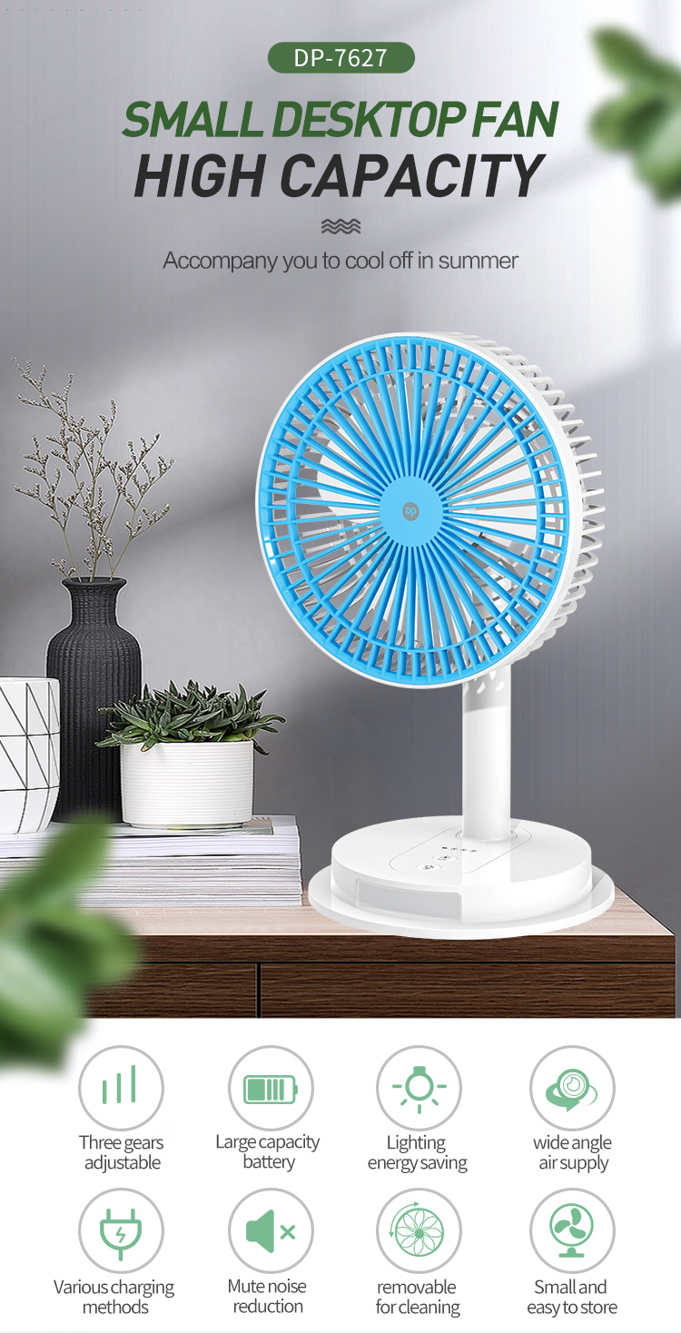 Portable USB Rechargeable Desk Fan High Capacity with Light-7627-blue-detail-1 Portable USB Rechargeable Desk Fan High Capacity with Light-7627-blue-detail-1