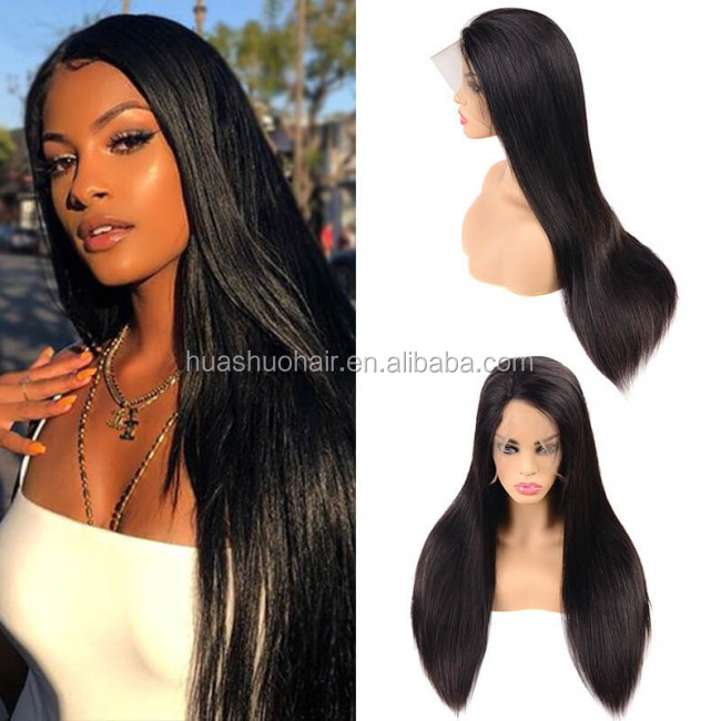 Fast Shipping Cheap Virgin Remy Malaysian Silk Straight Wave  Hair 360 Lace Front  Wigs For Black Women