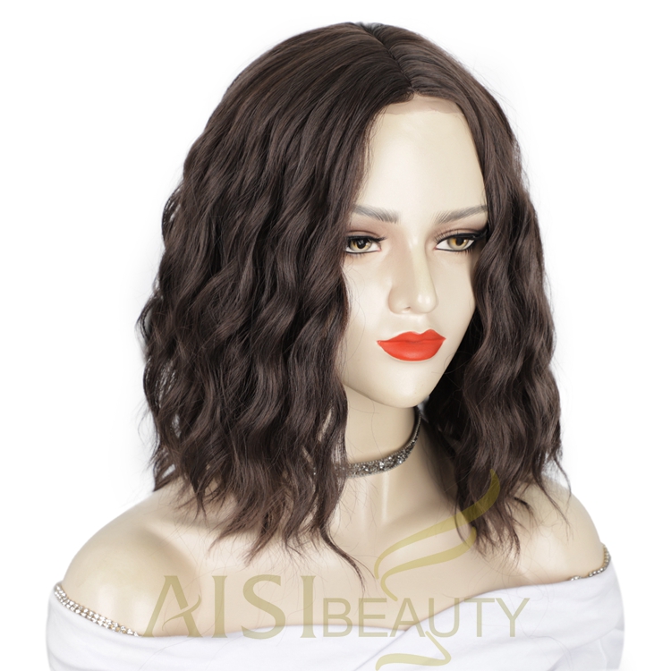 Aisi Beauty Wholesale Glueless Bob Curly Wave Beauty Cheapest Top Quality Short Cheap Mixed Brown And Black Lace Front Wig