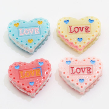 Heart Shaped Resin Cabochon Flatback Cookies Biscuits Dessert Girls Clothes Accessories Holiday Party Decor Charms