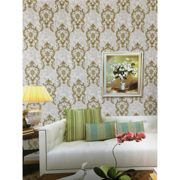 Damask vinyl pvc wallpaper untuk dekorasi rumah interior