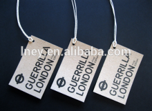 Custom hole punched matte varnish garment hangtag with string