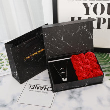 Custom Magnetic Lid Black Rose Gift Box Paper