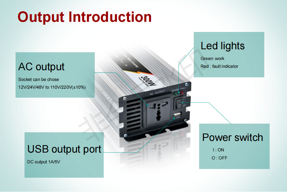 Pure Sine Wave Power Inverter: 300w Dc To Ac Converter With Soft Start ...